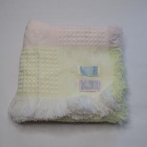 All Mine Baby Blanket Unisex OS Pastel Multicolor Excellent Vintage Waffle Knit